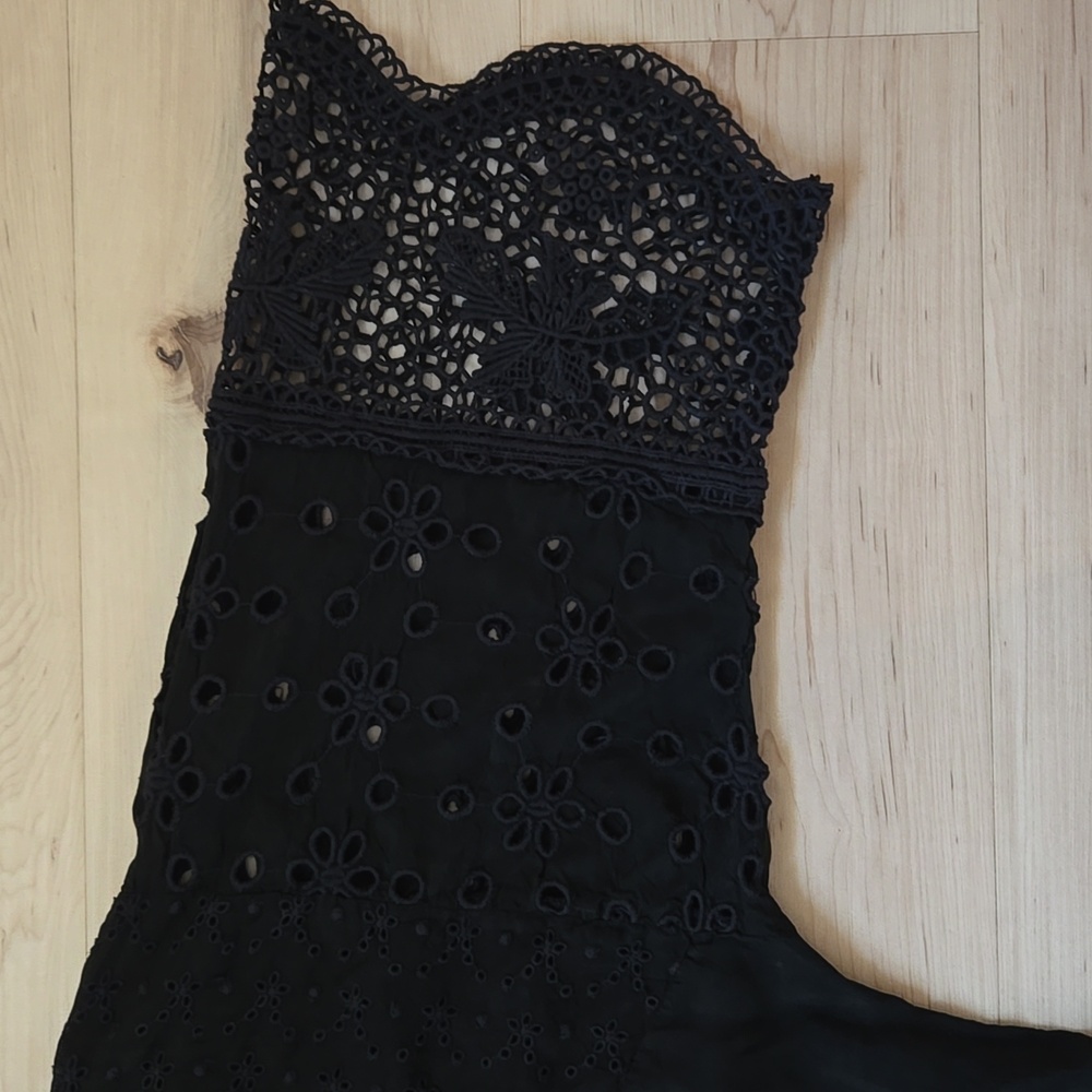 Johnny Was Black Eyelet & Crochet Lace Top - Picture 2 of 7